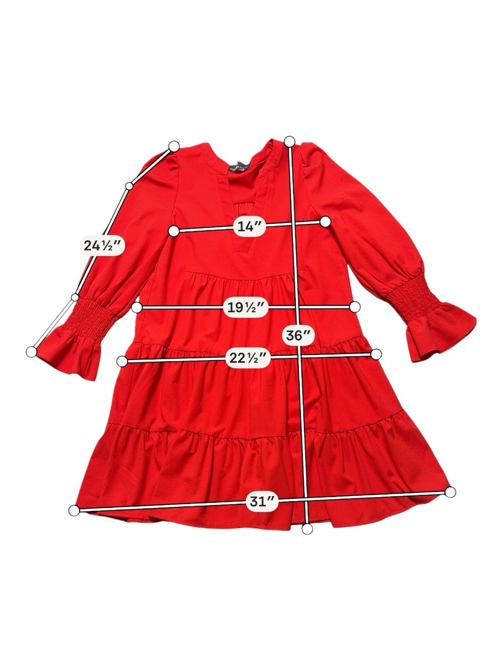 Pomander Place Red Crepe Kenzo Dress Womens Small Tiered Babydoll Smocked - Picture 2 of 10